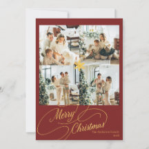 Elegante rote und goldene Frohe Weihnachten Famili