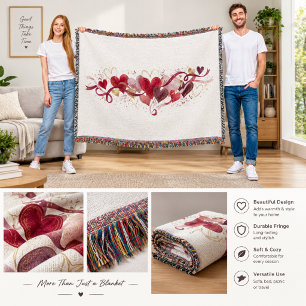 Elegante rote und goldene Herzen Romantische Wasse Decke