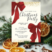 Elegante rote und goldene Weihnachtsfeier-Einladun