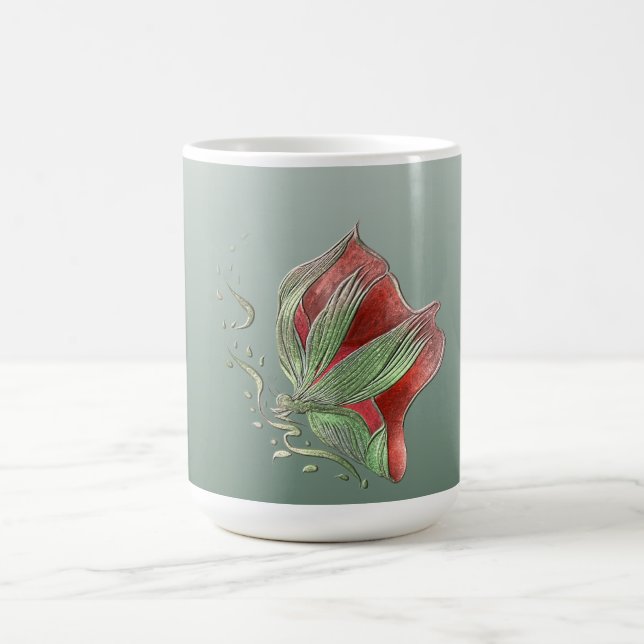 Elegante rote und grüne Kaffeetassen  (Mittel)