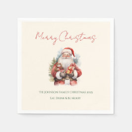 Elegante rote und grüne Weihnachtsmänner mit dem W Serviette