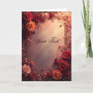 Elegante rote und rosa Hochzeitsrosen Karte