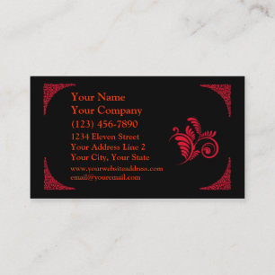 Elegante rote und schwarze Scrollwork Schablone Visitenkarte