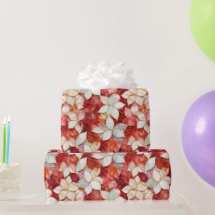 Elegante rote und weiße Blumen Mosaikglas-Muster Geschenkpapier