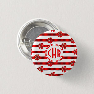 Elegante rote und weiße Streifen mit Band Button