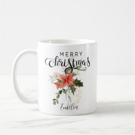 Elegante Rote Wasserfarbe | Frohe Weihnachten Kaffeetasse