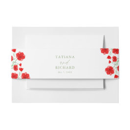 Elegante Rote Wasserfarbe Poppy Blumenzwiese Einladungsbanderole