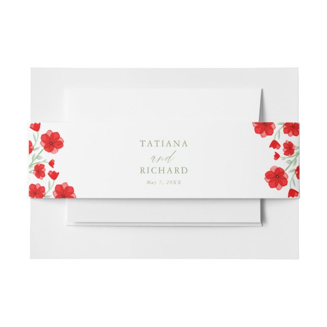 Elegante Rote Wasserfarbe Poppy Blumenzwiese Einladungsbanderole (Vorderseite Beispiel)