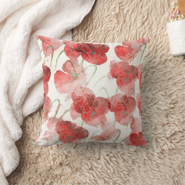 Elegante Rote Wasserfarben - Bilder Kissen (Decke)