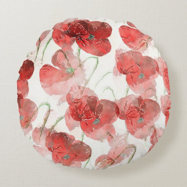 Elegante Rote Wasserfarben - Bilder Rundes Kissen (Vorderseite)
