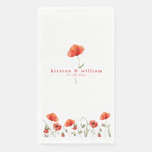 Elegante Rote Wasserfarben - Hochzeiten Serviette (Vorderseite)