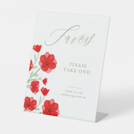 Elegante Rote Wasserfarben Poppy Blumenfavoriten Sockelschild