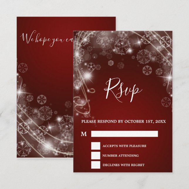 Elegante Rote Weihnachtsfeier RSVP Karte (Vorne/Hinten)