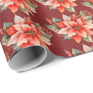 Elegante rote Weihnachtsstern-Weihnachten Geschenkpapier