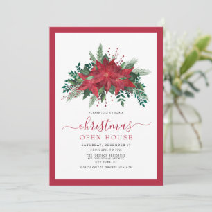 Elegante rote Weihnachtsstern-Weihnachts-Open-Hous Einladung