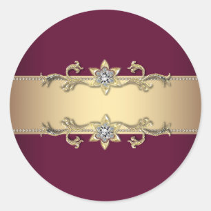 Elegante Rote Weine und Goldkleber Runder Aufkleber
