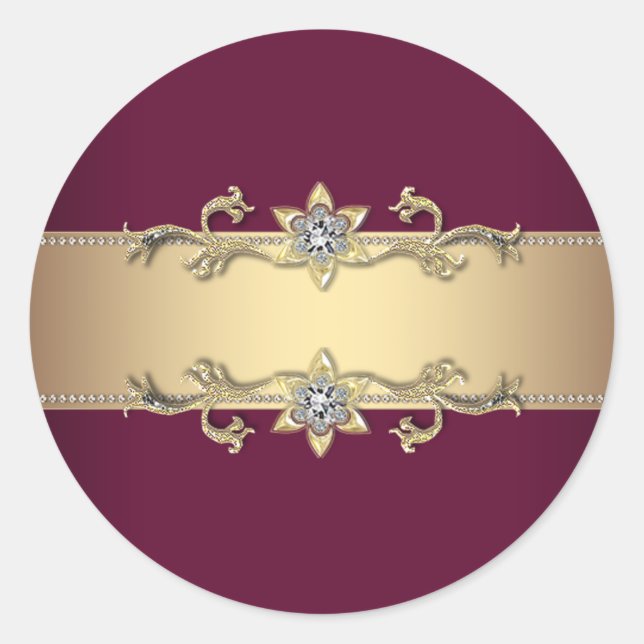 Elegante Rote Weine und Goldkleber Runder Aufkleber (Vorderseite)