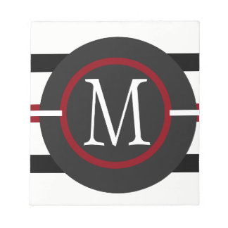 Elegante rote, weiße und schwarze Linien mit Monog Notizblock
