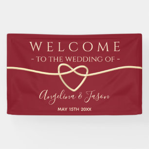 Elegante rote Willkommenshochzeit Banner