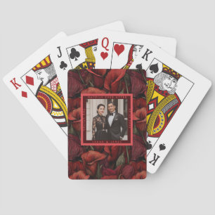 Elegante rote Zantedeschien-Garten-Tropenhochzeit Spielkarten