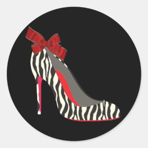 Elegante rote Zebro High Heel Schuh Aufkleber