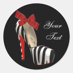 Elegante rote Zebro High Heel Schuh Aufkleber