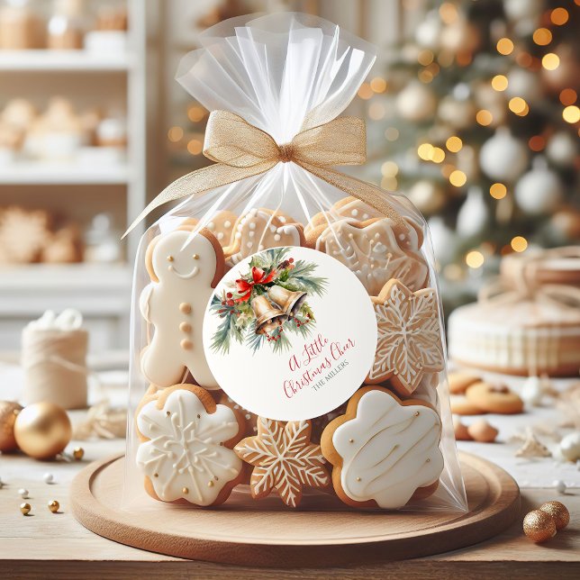 Elegante Round Christmas Stickers |Rot, Grün, Gold (Classic Christmas Elegance sticker — elegant holiday sticker for cards, gifts, or party favors.)