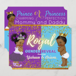 Elegante Royal African Gender Reveal Lila & Blue Einladung