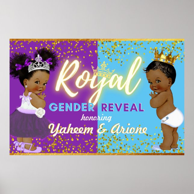 Elegante Royal African Gender Reveal Lila & Blue Poster (Vorne)