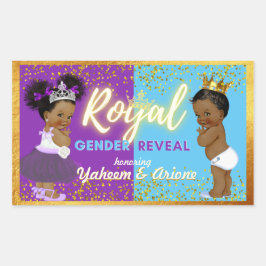 Elegante Royal African Gender Reveal Lila & Blue Rechteckiger Aufkleber
