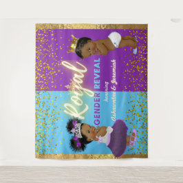 Elegante Royal African Gender Reveal Lila & Blue Wandteppich
