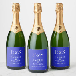 Elegante Royal Blue Chic Moderne Monogram Wedding