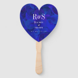 Elegante Royal Blue Chic Moderne Monogram Wedding Fächer
