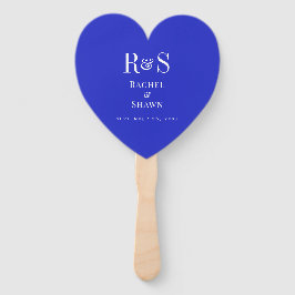 Elegante Royal Blue Chic Moderne Monogram Wedding Fächer