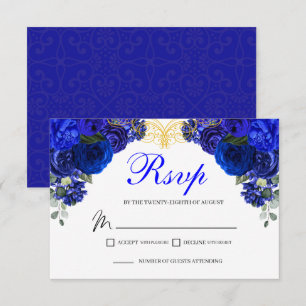 Elegante Royal Blue Floral UAWG Enclosure Card RSVP Karte