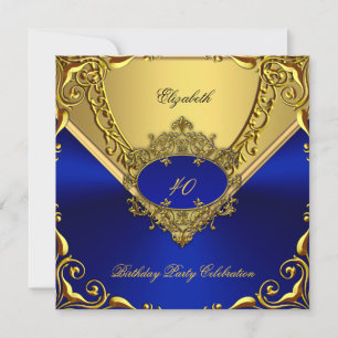 Elegante Royal Blue Gold Geburtstagsparty Einladung