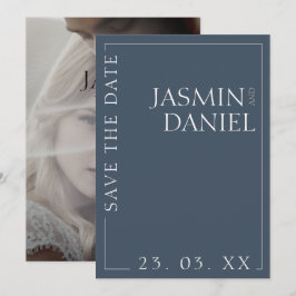 Elegante Royal Blue Opulence Minimal Foto Hochzeit Save The Date