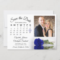 Elegante Royal Blue Rose Kalender & Foto Wedding