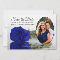Elegante Royal Blue Rose mit Oval Foto Wedding