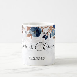 elegante Royal Blue Rustic moderne Savedate. Kaffeetasse