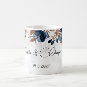 elegante Royal Blue Rustic moderne Savedate. Kaffeetasse