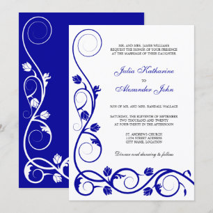 Elegante Royal Blue und White Wirbel Einladung