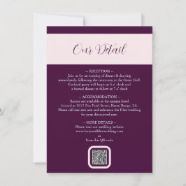 Elegante Royal Crimson QR Wedding Detail Card