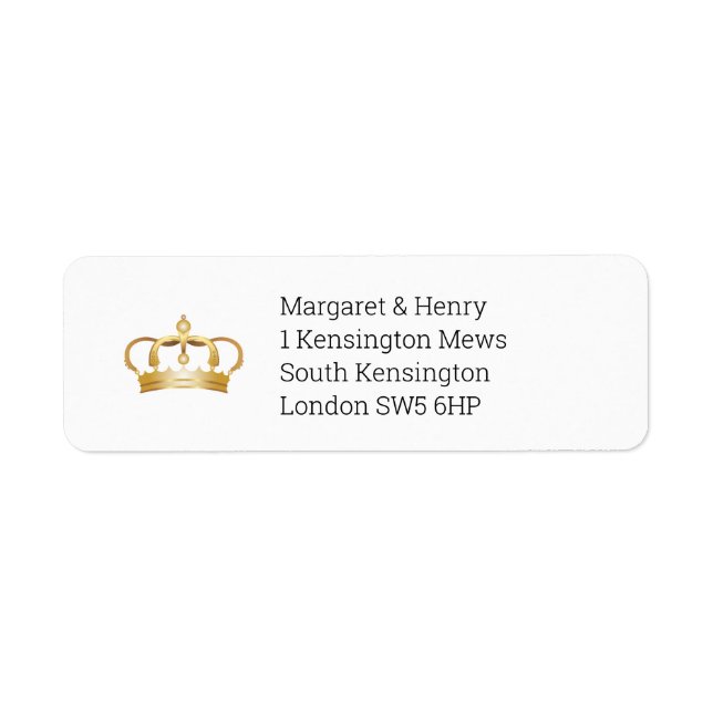 Elegante Royal Gold Crown Rücksendeadressen-Aufkle (Vorne)