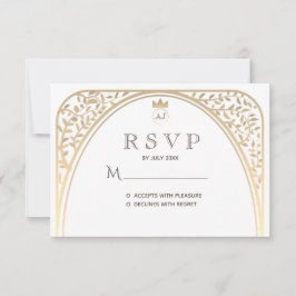 Elegante Royal Gold Monogram Wedding RSVP Card