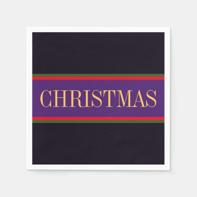 Elegante Royal Lila Black CHRISTMAS Serviette (Vorderseite)