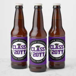 Elegante Royal Lila Class 2023 Abschluss Bierflaschenetikett