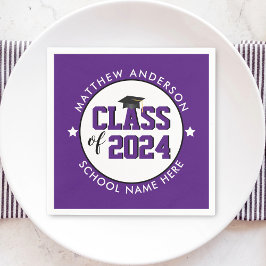 Elegante Royal Lila Class 2023 Abschluss Serviette