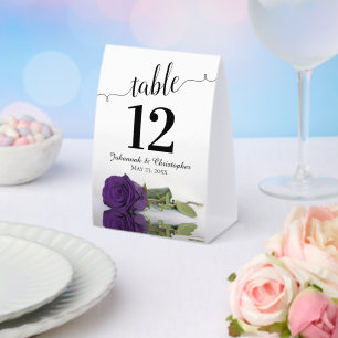 Elegante Royal Lila Rose Hochzeit Tischnummer Tischaufsteller