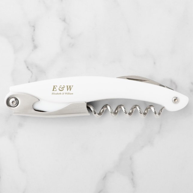 Elegante Royal Monogram Moderne Minimalistische Ho Kellnermesser (Vorderseite)